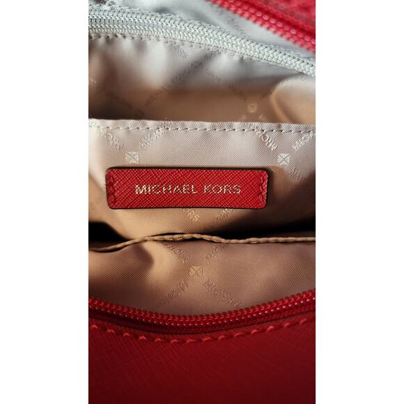 Michael Kors Small Top Nylon & Saffiano Leather Zip Tote, color Crimson Red. - Picture 4 of 9